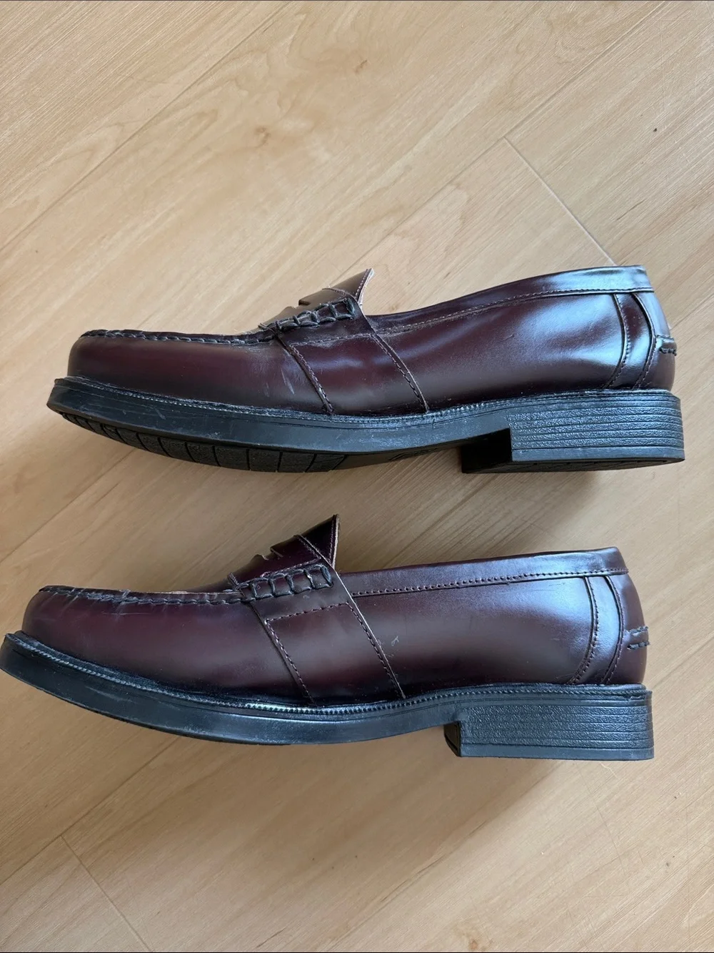 MENS NUNN BUSH LINCOLN MOC TOE PENNY LOAFER LEATHER CASUAL SHOE BURGUNDY SZ 12 M